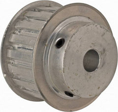 Power Drive - 19 Tooth, 1/2" Inside x 2.238" Outside Diam, Hub & Flange Timing Belt Pulley - 1" Belt Width, 2.268" Pitch Diam, 1-1/4" Face Width, Aluminum - Benchmark Tooling