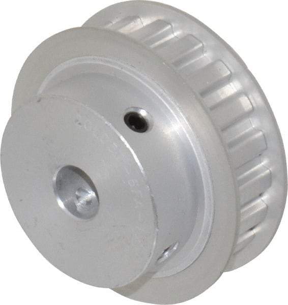 Power Drive - 20 Tooth, 1/2" Inside x 2.357" Outside Diam, Hub & Flange Timing Belt Pulley - 1/2" Belt Width, 2.387" Pitch Diam, 0.719" Face Width, Aluminum - Benchmark Tooling