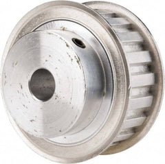 Power Drive - 20 Tooth, 1/2" Inside x 2.357" Outside Diam, Hub & Flange Timing Belt Pulley - 3/4" Belt Width, 2.387" Pitch Diam, 1" Face Width, Aluminum - Benchmark Tooling