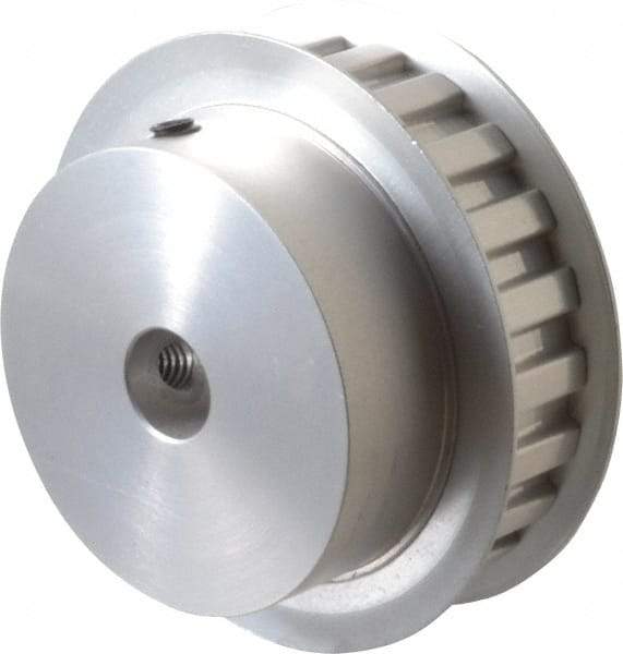 Power Drive - 22 Tooth, 1/2" Inside x 2.596" Outside Diam, Hub & Flange Timing Belt Pulley - 1/2" Belt Width, 2.626" Pitch Diam, 3/4" Face Width, Aluminum - Benchmark Tooling