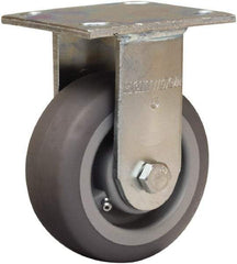 Hamilton - 5" Diam x 2" Wide x 7" OAH Top Plate Mount Rigid Caster - Rubber Mold on Polyolefin, 350 Lb Capacity, Straight Roller Bearing, 4 x 4-1/2" Plate - Benchmark Tooling