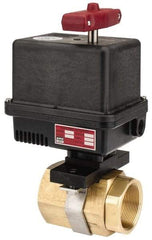 Gemini Valve - 2" Pipe, 720 psi WOG Rating Brass Electric Actuated Ball Valve - Reinforced PTFE Seal, Standard Port, Threaded (NPT) End Connection - Benchmark Tooling