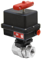 Gemini Valve - 1-1/2" Pipe, 720 psi WOG Rating Brass Electric Actuated Ball Valve - Reinforced PTFE Seal, Standard Port, Threaded (NPT) End Connection - Benchmark Tooling