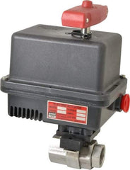Gemini Valve - 3/4" Pipe, 720 psi WOG Rating Stainless Steel Electric Actuated Ball Valve - Reinforced PTFE Seal, Standard Port, Threaded (NPT) End Connection - Benchmark Tooling