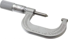 Starrett - 1 to 2" Range, Mechanical Screw Thread Micrometer - Plain Thimble, 0.001" Graduation, 0.004mm Accuracy - Benchmark Tooling