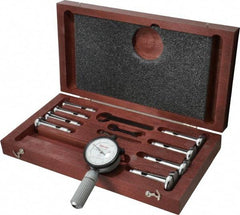 Starrett - 7 Anvil, 0.56 to 1.565" Dial Bore Gage Set - 0.0001" Graduation, 2-1/2" Gage Depth - Benchmark Tooling