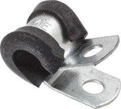 Made in USA - 1/4" Rod, Cushion Clamp - Gray & Black, Galvanized Steel & EPDM Cushion - Benchmark Tooling