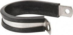 Made in USA - 1-1/2" Pipe, 1-1/2" Rod, Cushion Clamp - Gray & Black, Grade 304 Stainless Steel & EPDM Cushion - Benchmark Tooling
