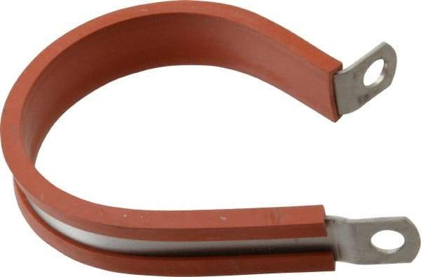 Made in USA - 2" Pipe, 2" Rod, Cushion Clamp - Gray & Red, Grade 304 Stainless Steel & Silicone Cushion - Benchmark Tooling