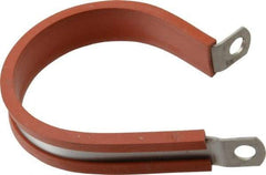 Made in USA - 2" Pipe, 2" Rod, Cushion Clamp - Gray & Red, Grade 304 Stainless Steel & Silicone Cushion - Benchmark Tooling