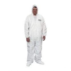 KleenGuard - Size 2XL Film Laminate Chemical Resistant Coveralls - White, Zipper Closure, Open Cuffs, Open Ankles - Benchmark Tooling