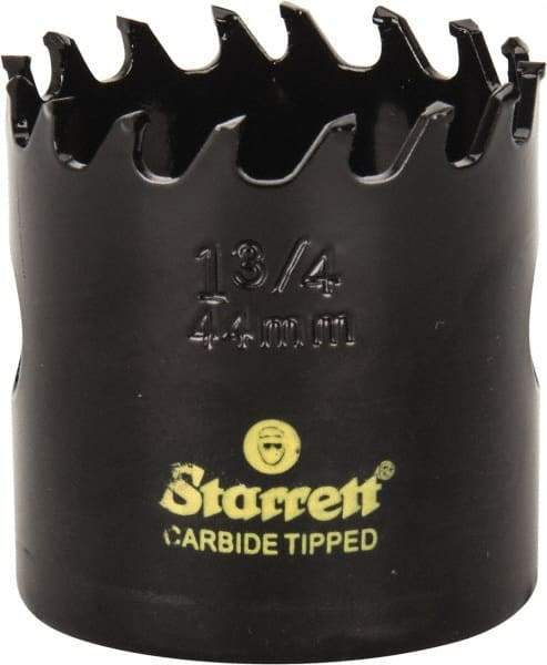 Starrett - 1-3/4" Diam, 1-5/8" Cutting Depth, Hole Saw - Carbide-Tipped Saw, Toothed Edge - Benchmark Tooling