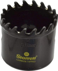 Starrett - 2" Diam, 1-5/8" Cutting Depth, Hole Saw - Carbide-Tipped Saw, Toothed Edge - Benchmark Tooling