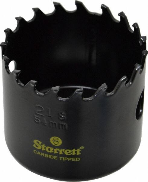 Starrett - 2-1/8" Diam, 1-5/8" Cutting Depth, Hole Saw - Carbide-Tipped Saw, Toothed Edge - Benchmark Tooling