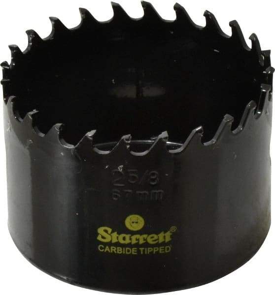 Starrett - 2-5/8" Diam, 1-5/8" Cutting Depth, Hole Saw - Carbide-Tipped Saw, Toothed Edge - Benchmark Tooling