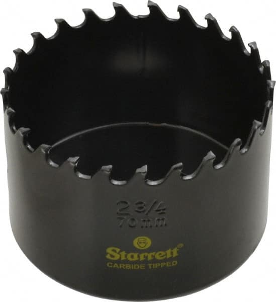 Starrett - 2-3/4" Diam, 1-5/8" Cutting Depth, Hole Saw - Carbide-Tipped Saw, Toothed Edge - Benchmark Tooling