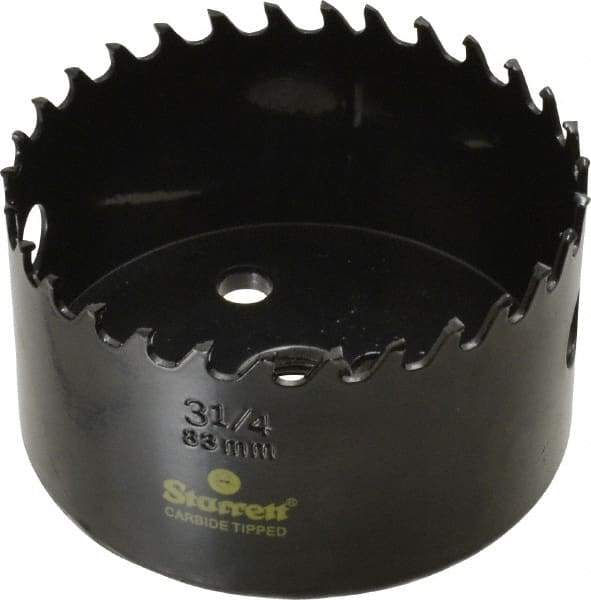 Starrett - 3-1/4" Diam, 1-5/8" Cutting Depth, Hole Saw - Carbide-Tipped Saw, Toothed Edge - Benchmark Tooling