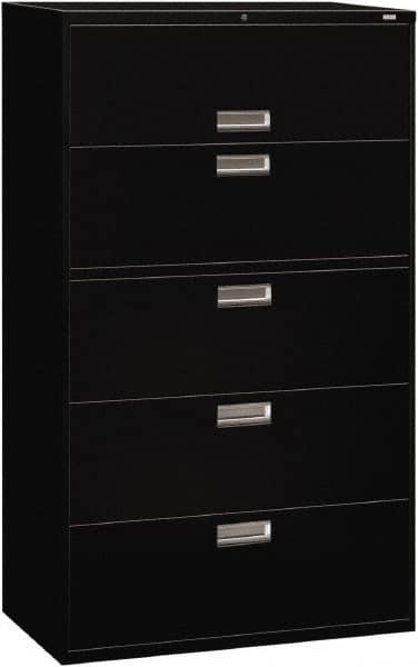 Hon - 42" Wide x 67" High x 19-1/4" Deep, 5 Drawer Roll-Out, Roll-Out Posting - Steel, Black - Benchmark Tooling