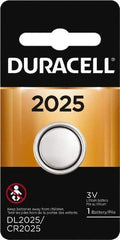 Duracell - Size 2025, Lithium, 1 Pack, Button & Coin Cell Battery - 3 Volts, Flat Terminal, CR2025 - Benchmark Tooling