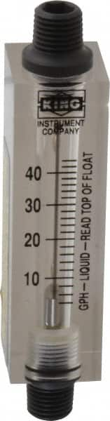 King - 1/4" FNPT Port Block Style, Inline Flowmeter - 100 Max psi, 44 GPH, Acrylic - Benchmark Tooling