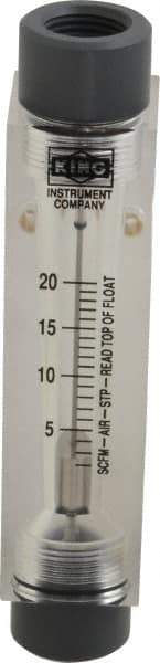 King - 1/2" FNPT Port Block Style, Inline Flowmeter - 125 Max psi, 20 SCFM, Acrylic - Benchmark Tooling