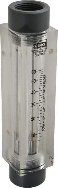 King - 1" FNPT Port Block Style, Inline Flowmeter - 125 Max psi, 60 SCFM, Acrylic - Benchmark Tooling