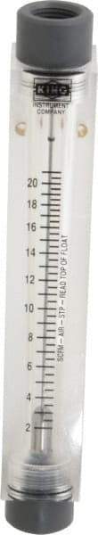 King - 1/2" FNPT Port Block Style, Inline Flowmeter - 125 Max psi, 2 GPM, 21 SCFM, Acrylic - Benchmark Tooling