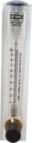 King - 1" M Port Block Style Panel Mount Flowmeter - 100 Max psi, 10 GPM, Acrylic - Benchmark Tooling