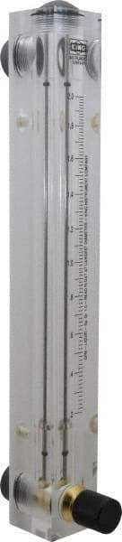 King - 1/2" F Port Block Style Panel Mount Flowmeter - 100 Max psi, 2 GPM, Acrylic - Benchmark Tooling