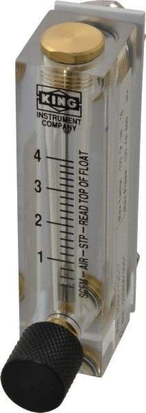 King - 1/4" F Port Block Style, Panel Mount Flowmeter - 125 Max psi, 4 SCFM, Acrylic - Benchmark Tooling