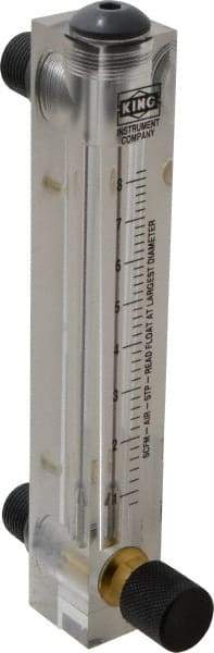 King - 1/2" M Port Block Style, Panel Mount Flowmeter - 125 Max psi, 8.2 SCFM, Acrylic - Benchmark Tooling