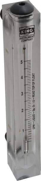 King - 1/2" M Port Block Style Panel Mount Flowmeter - 100 Max psi, 5 GPM, Acrylic - Benchmark Tooling