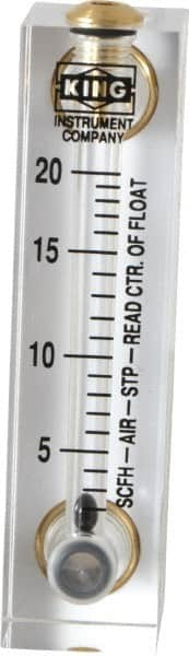 King - 1/4" FNPT Port Block Style, Panel Mount Flowmeter - 125 Max psi, 20 SCFH, Acrylic - Benchmark Tooling