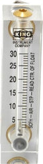 King - 1/4" FNPT Port Block Style, Panel Mount Flowmeter - 125 Max psi, 30 SCFH, Acrylic - Benchmark Tooling