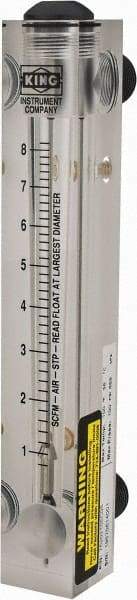 King - 1/2" M Port Block Style, Panel Mount Flowmeter - 125 Max psi, 8.2 SCFM, Acrylic - Benchmark Tooling