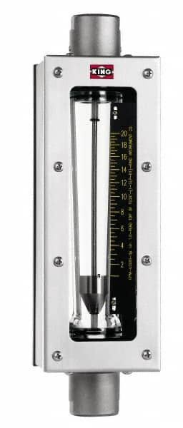 King - 2" FNPT Port Glass Tube/Stainless Case Flowmeter - 125 Max psi, 61 GPM, 250 SCFM, 304 Stainless Steel - Benchmark Tooling