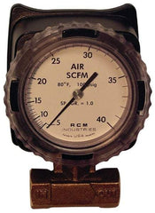 Made in USA - 1/2" NPT Port RCM Industries Flo-Gage Flowmeter - 180 Max psi, Bronze - Benchmark Tooling