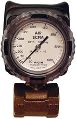 Made in USA - 1-1/2" NPT Port RCM Industries Flo-Gage Flowmeter - 180 Max psi, Bronze - Benchmark Tooling