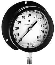 Made in USA - 4-1/2" Dial, 1/4 Thread, 0-60 Scale Range, Pressure Gauge - Lower Connection Mount, Accurate to 1% of Scale - Benchmark Tooling