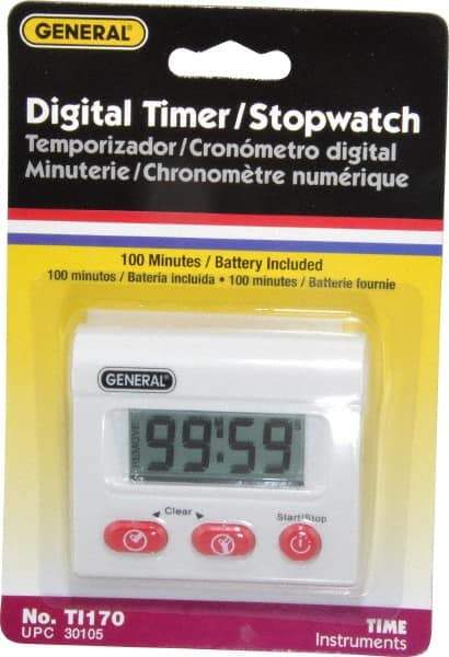 General - Minute Second Count Up and Down Timer - White - Benchmark Tooling