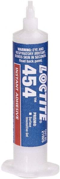 Loctite - 0.35 oz Syringe Clear Instant Adhesive - Series 454, 15 sec Working Time, 24 hr Full Cure Time, Bonds to Plastic & Rubber - Benchmark Tooling