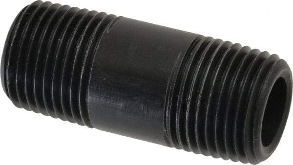 NIBCO - 1/2" Pipe, 2" Long Polypropylene Threaded Plastic Pipe Nipple - Schedule 80, Black - Benchmark Tooling