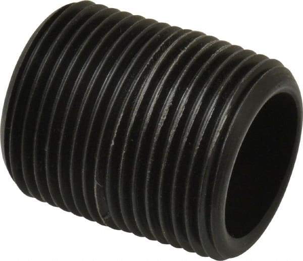 NIBCO - 1" Pipe, 1-1/2" Long Polypropylene Threaded Plastic Pipe Nipple - Schedule 80, Black - Benchmark Tooling