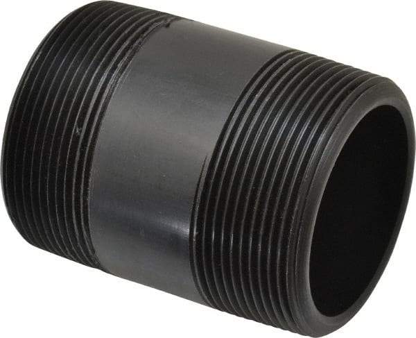 NIBCO - 2" Pipe, 3" Long Polypropylene Threaded Plastic Pipe Nipple - Schedule 80, Black - Benchmark Tooling