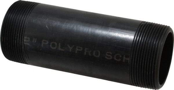 NIBCO - 2" Pipe, 6" Long Polypropylene Threaded Plastic Pipe Nipple - Schedule 80, Black - Benchmark Tooling