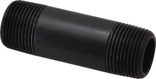NIBCO - 3/4" Pipe, 3" Long Polypropylene Threaded Plastic Pipe Nipple - Schedule 80, Black - Benchmark Tooling