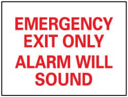 NMC - Emergency Exit Only Alarm Will Sound, Plastic Exit Sign - 14" Wide x 10" High - Benchmark Tooling