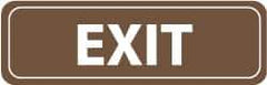 NMC - Exit, 11" Wide x 3.5" High, Acrylic Sign - English, White on Brown, Wall Mount - Benchmark Tooling
