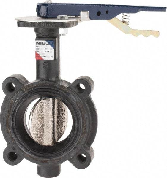 NIBCO - 3" Pipe, Lug Butterfly Valve - Lever Handle, Ductile Iron Body, Buna-N Seat, 250 WOG, Ductile Iron Disc, Stainless Steel Stem - Benchmark Tooling