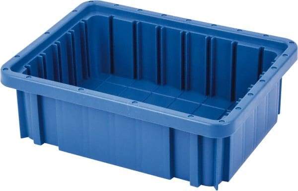 Quantum Storage - 50 Lb Load Capacity Blue Polypropylene Dividable Container - Stacking, 10.9" Long x 8.3" Wide x 3-1/2" High - Benchmark Tooling